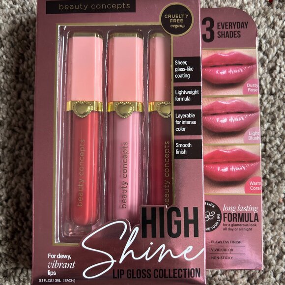 Cruelty Free Vegan HIGH SHINE Long Lasting Formula 3 Shade Lip Gloss Collection - Picture 1 of 2